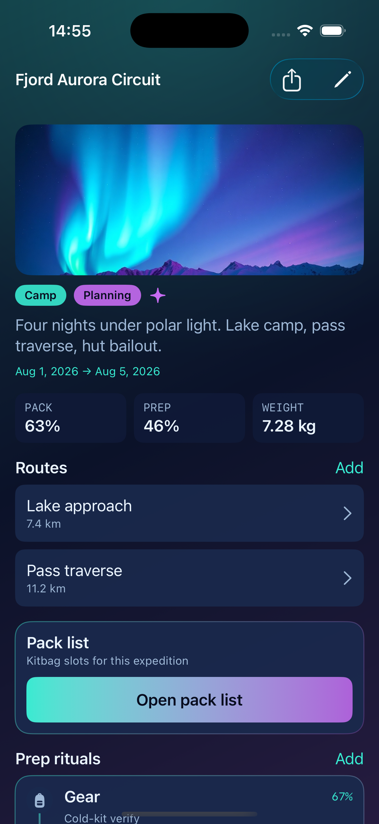 Expedition detail screen
